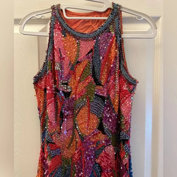 ! Oleg Cassini 80’s Vintage 6 Red beaded sequin Dress SILK AMAZING - Picture 5 of 5